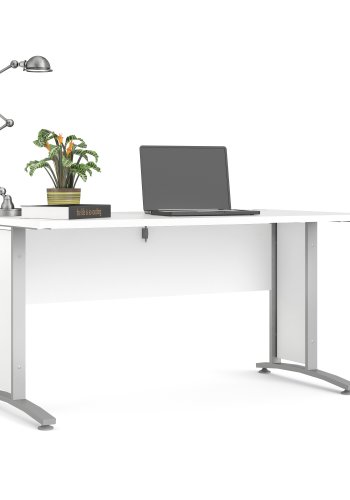 TVILUM Prima Skrivbord - Vitt Tr&auml; och Silvergr�tt St�l (150 x 80 cm)