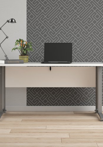 TVILUM Prima Skrivbord - Vitt Tr&auml; och Silvergr�tt St�l (150 x 80 cm)