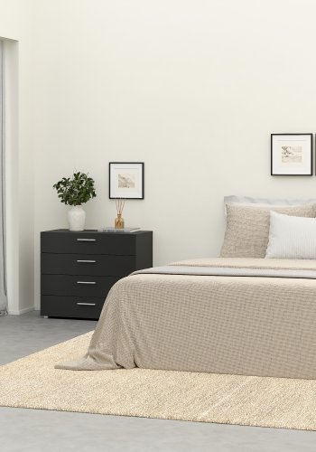 TVILUM Pepe Kommode - Schwarz matt in Eichenstruktur, mit 8 Schubladen