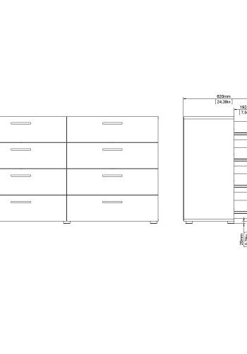 TVILUM Pepe Kommode - Schwarz matt in Eichenstruktur, mit 8 Schubladen