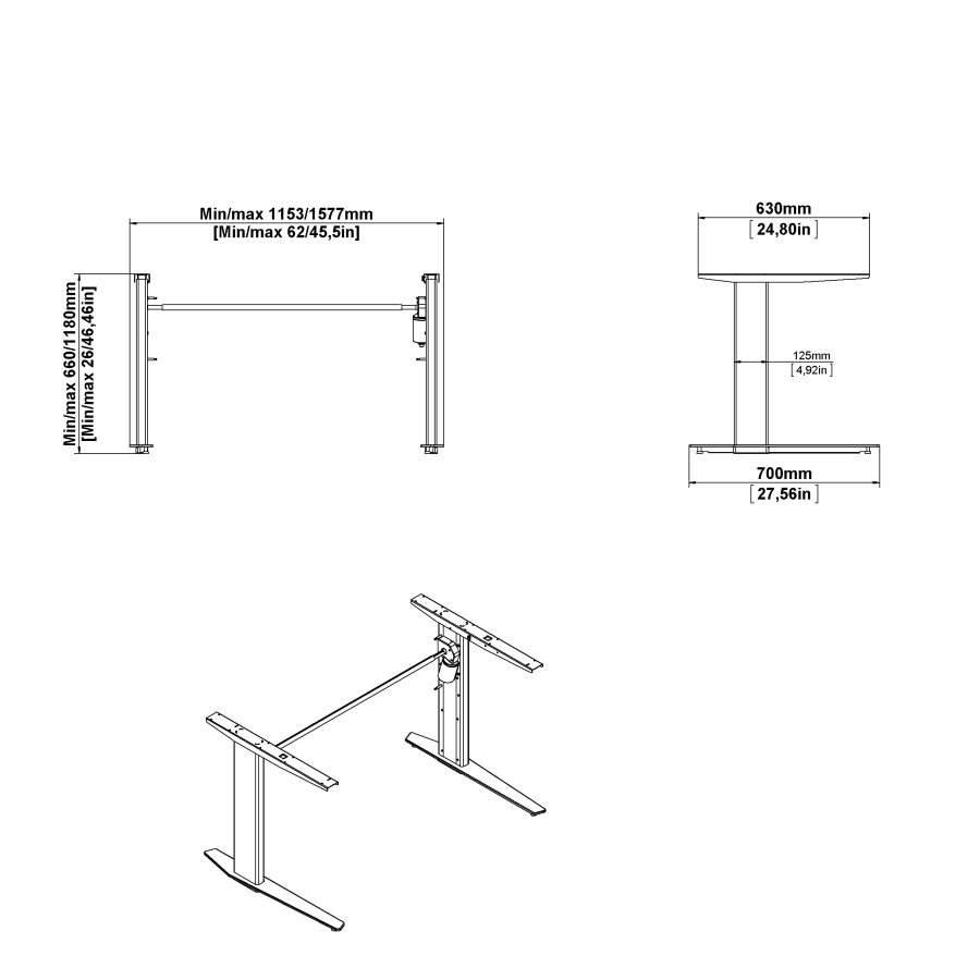 TVILUM Prima H�jdejusterbare ben 240/110 V