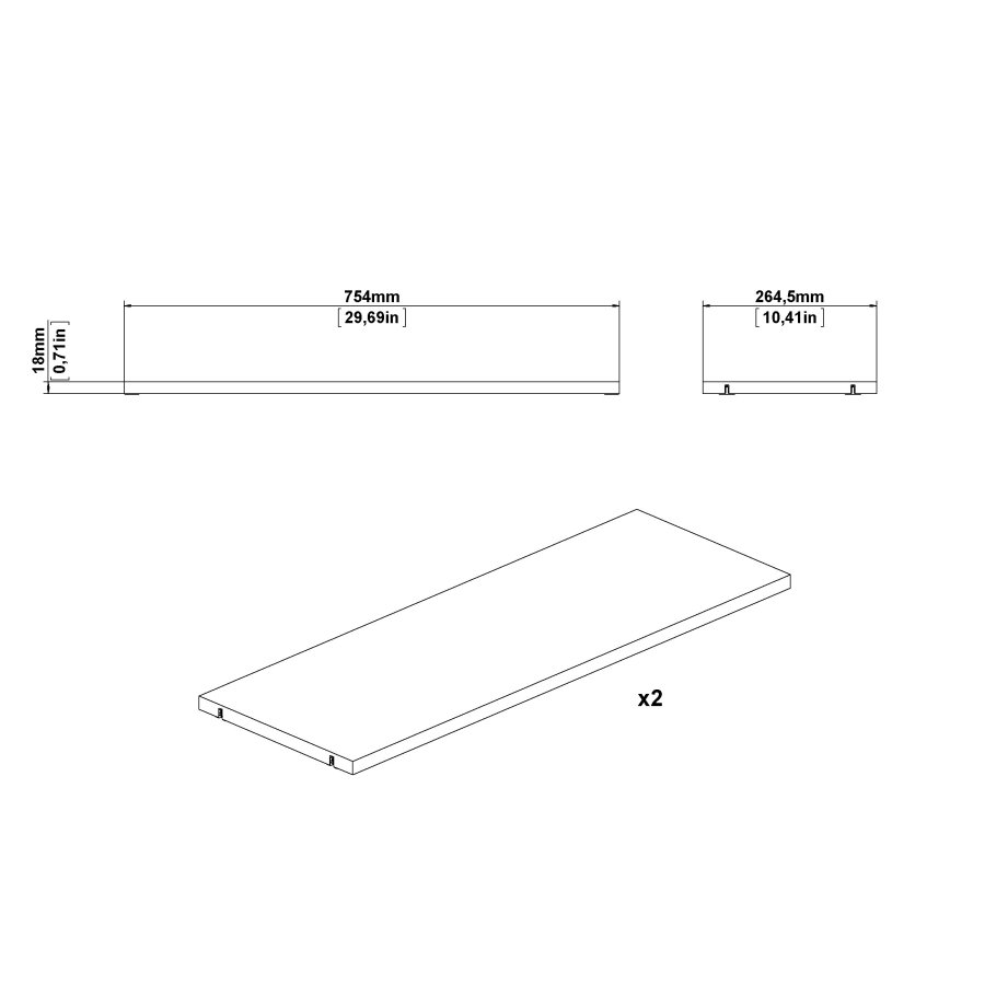 TVILUM Basic 2 brede hylder - Parcel