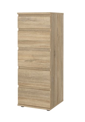 TVILUM Nova kommode, m. 5 skuffer - natur egetr�sstruktur tr�