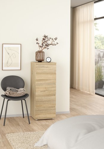 TVILUM Nova kommode, m. 5 skuffer - natur egetr�sstruktur tr�