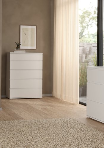 TVILUM Nova kommode, m. 5 skuffer - hvid tr�