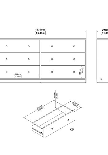 TVILUM May Dobbeltkommode med 6 skuffer