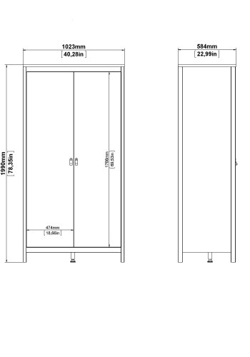 TVILUM Madrid Garderob med 2 d&ouml;rrar - Paket