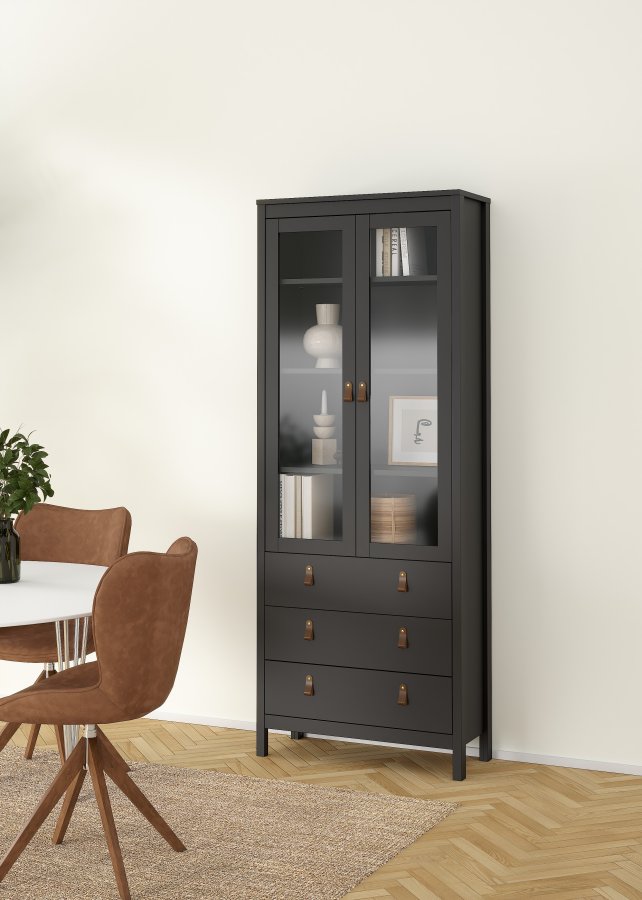 TVILUM Madrid porcel�nsskab 2 d�re med glas + 3 skuffer - Parcel