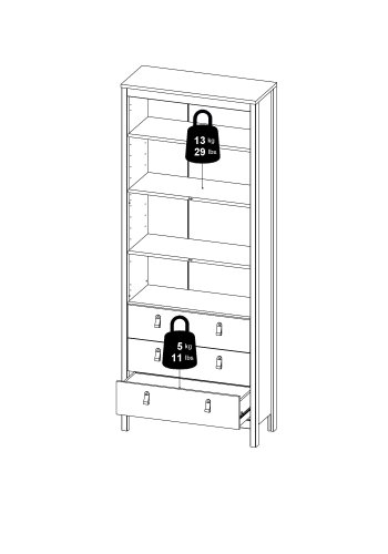 TVILUM Madrid porcel�nsskab 2 d�re med glas + 3 skuffer - Parcel