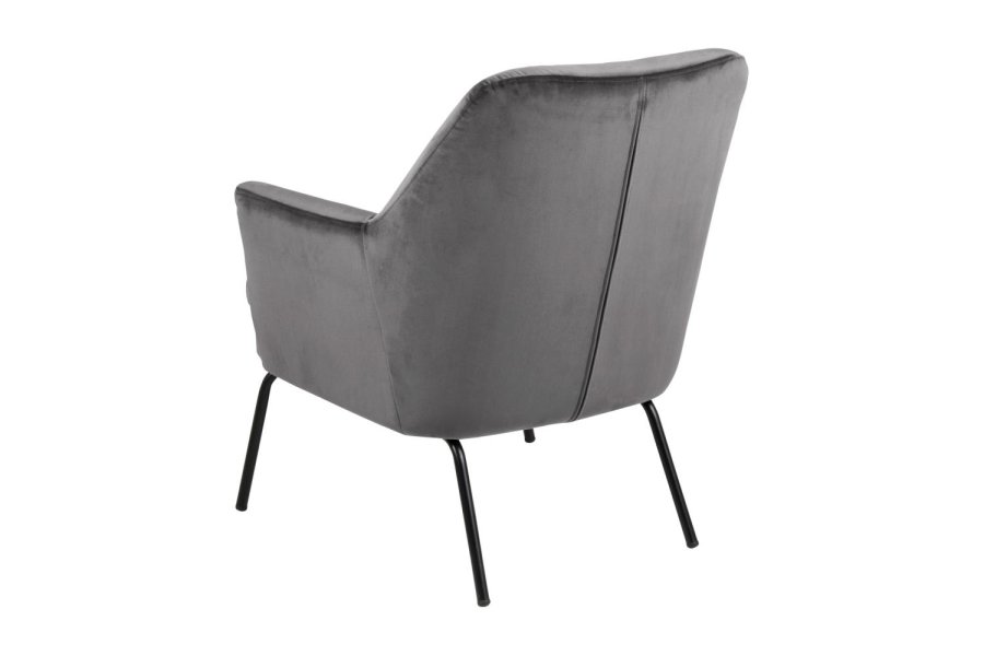 ACT NORDIC Chisa lenestol, med armlener - mrkegr polyester og sort metall