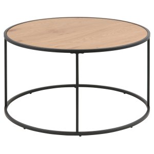 ACT NORDIC Seaford soffbord, runt - naturpapper vild ek och svart metall (80)