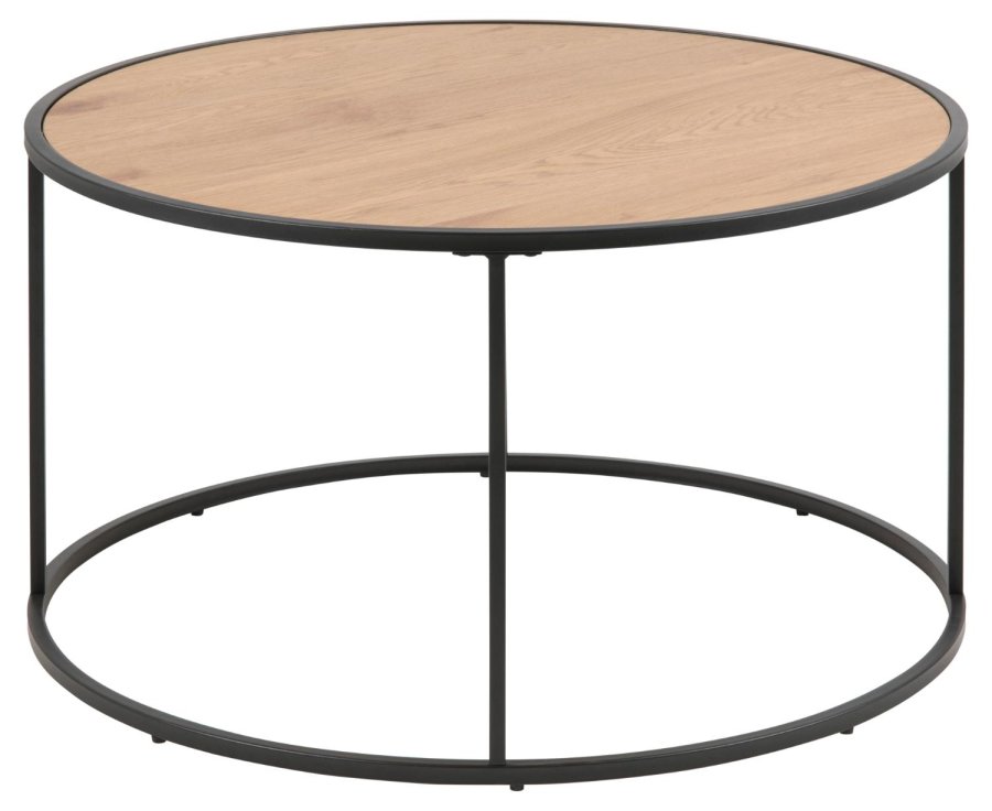 ACT NORDIC Seaford Couchtisch, rund – Naturpapier Wildeiche und schwarzes Metall (80)