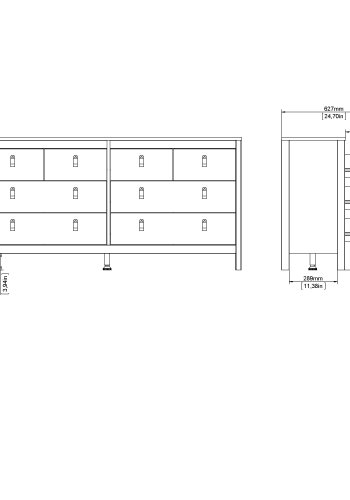 TVILUM Madrid Dobbelt kommode 4+4 skuffer - Parcel