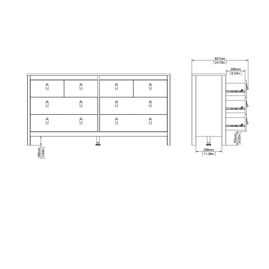 TVILUM Madrid Dobbelt kommode 4+4 skuffer - Parcel