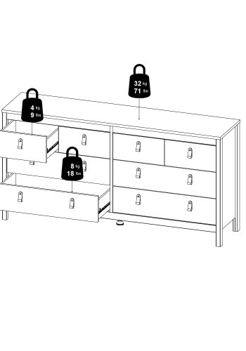 TVILUM Madrid Dobbelt kommode 4+4 skuffer - Parcel