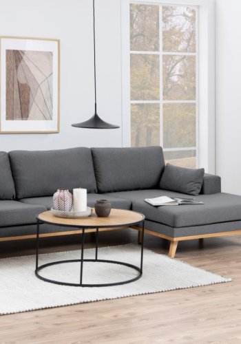 ACT NORDIC Seaford Couchtisch, rund – Naturpapier Wildeiche und schwarzes Metall (80)