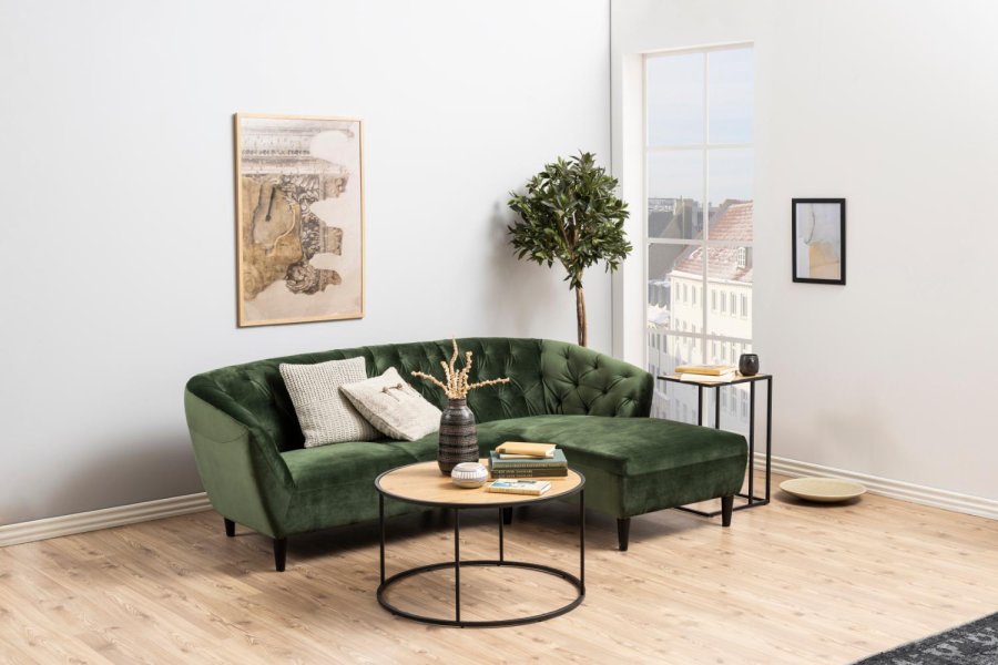 ACT NORDIC Seaford Couchtisch, rund – Naturpapier Wildeiche und schwarzes Metall (80)