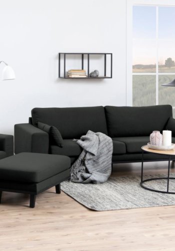 ACT NORDIC Seaford Couchtisch, rund – Naturpapier Wildeiche und schwarzes Metall (80)