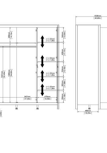 TVILUM Madrid Garderob med 3 d&ouml;rrar - Paket