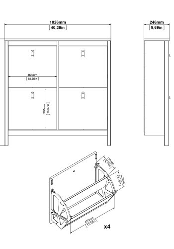 TVILUM Madrid Skosk�p med 4 g�ngj&auml;rnsd&ouml;rrar - Parcel