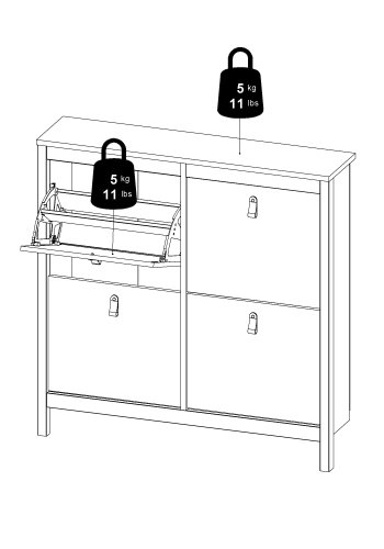 TVILUM Madrid Skosk�p med 4 g�ngj&auml;rnsd&ouml;rrar - Parcel