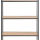 ACT NORDIC Seaford reol, m. 4 hylder - natur vild eg papir og sort metal(H:150cm x77cm x 35cm)