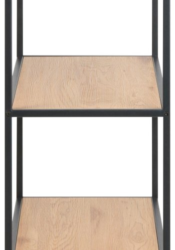ACT NORDIC Seaford reol, m. 4 hylder - natur vild eg papir og sort metal(H:150cm x77cm x 35cm)