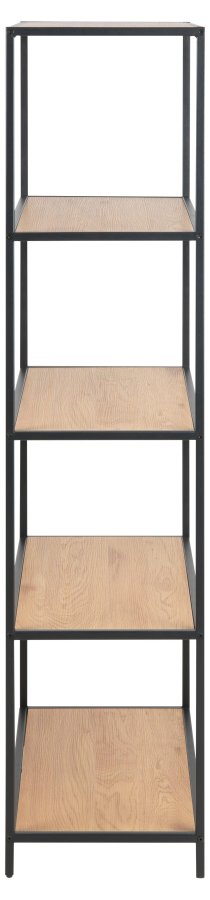 ACT NORDIC Seaford reol, m. 4 hylder - natur vild eg papir og sort metal(H:150cm x77cm x 35cm)
