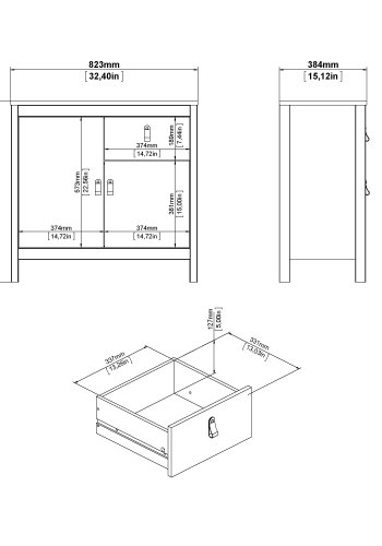 TVILUM Madrid skjenk 2 d�rer + 1 skuff - Parcel