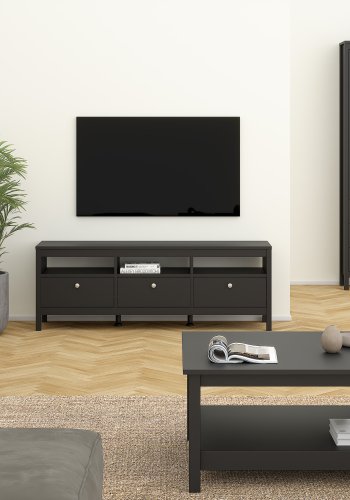 TVILUM Madrid sk�nk, m. 2 l�ger, 1 hylde og 1 skuffe - matsort tr�