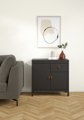 TVILUM Madrid sk�nk, m. 2 l�ger, 1 hylde og 1 skuffe - matsort tr�