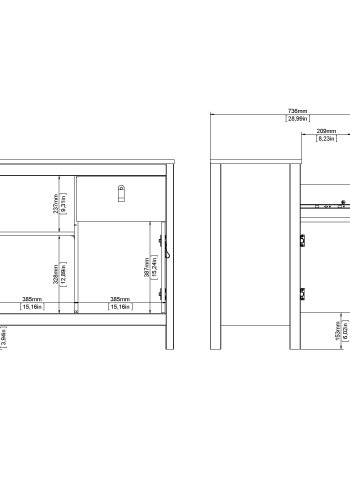 TVILUM Madrid skjenk 2 d�rer + 1 skuff - Parcel