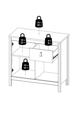 TVILUM Madrid skjenk 2 d�rer + 1 skuff - Parcel