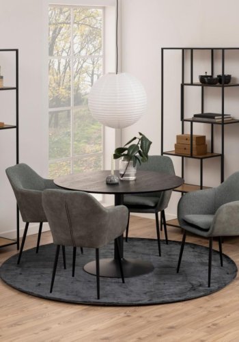 ACT NORDIC Seaford reol, m. 4 hylder - natur vild eg papir og sort metal(H:150cm x77cm x 35cm)