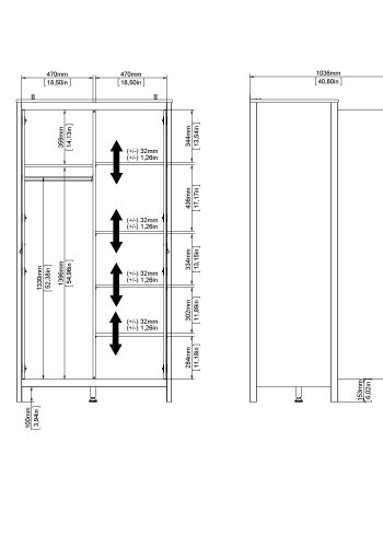 TVILUM Madrid Garderob med 2 d&ouml;rrar - Paket
