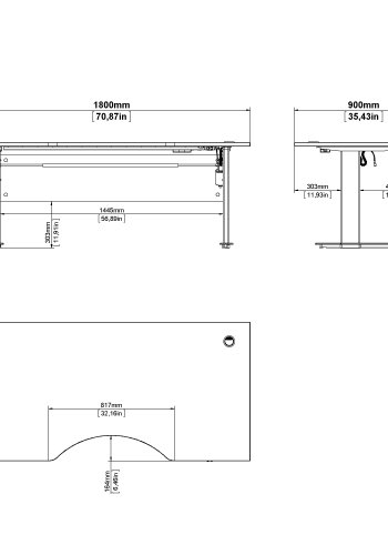 TVILUM Prima skrivebordsplate med moderne panel - Parcel