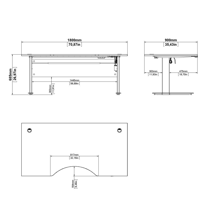 TVILUM Prima skrivebordsplate med moderne panel - Parcel