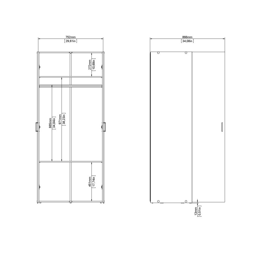 TVILUM Space Garderob med 2 d&ouml;rrar - Paket