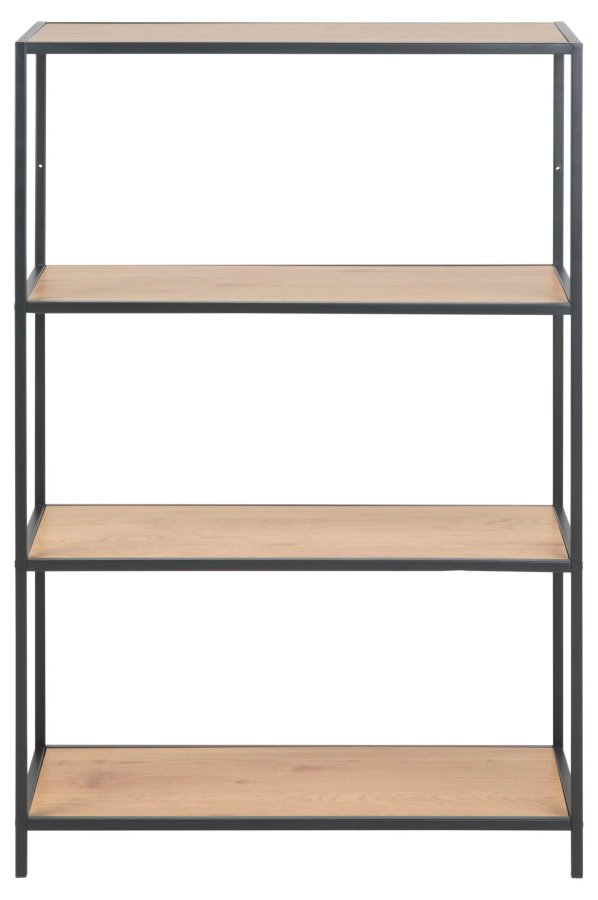 ACT NORDIC Seaford reol, m. 3 hylder - natur vild eg papir og sort metal(H:114cm x77cm x 35cm)