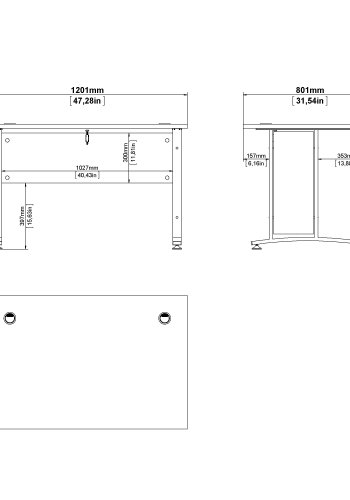 TVILUM Prima skrivebordsplate med sidepanel - Parcel