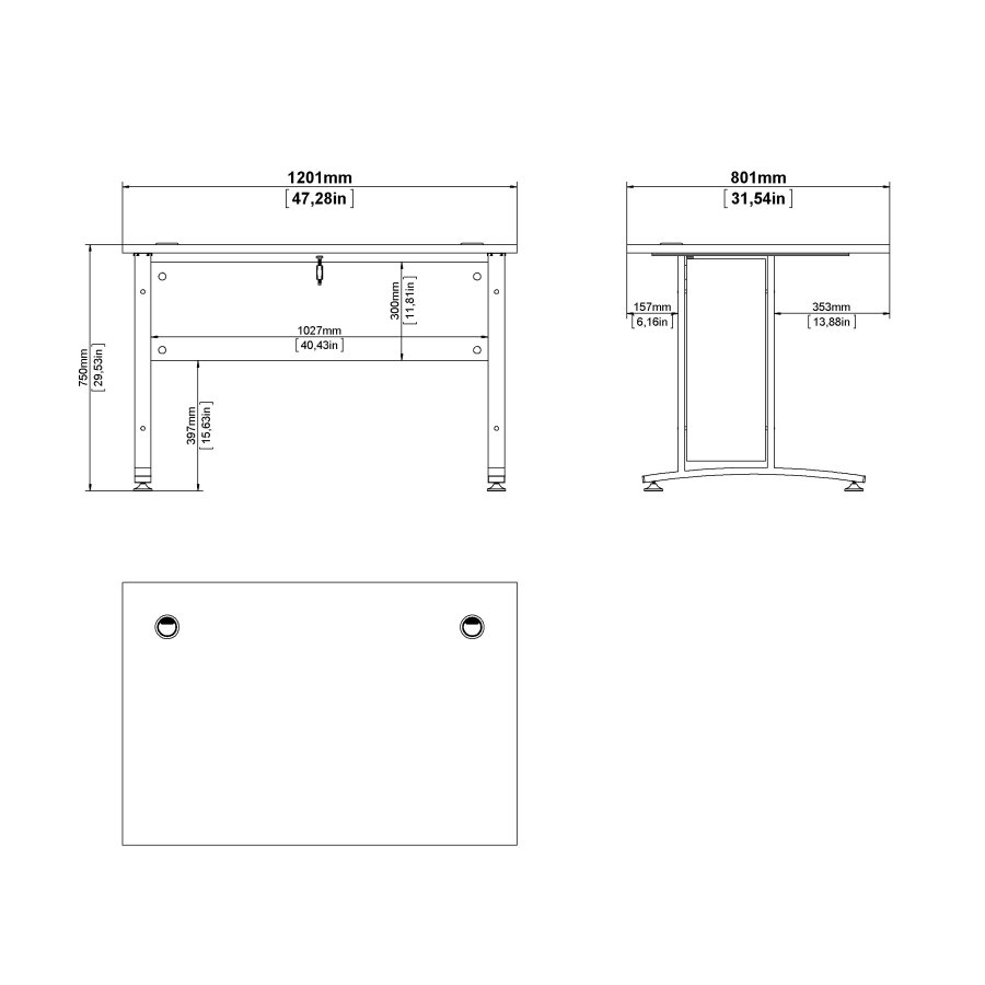 TVILUM Prima skrivebordsplate med sidepanel - Parcel