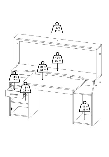 TVILUM Function Plus spelbord med 1 d&ouml;rr + 1 l�da - Parcel