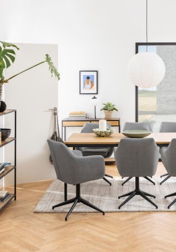 ACT NORDIC Seaford reol, m. 3 hylder - natur vild eg papir og sort metal(H:114cm x77cm x 35cm)