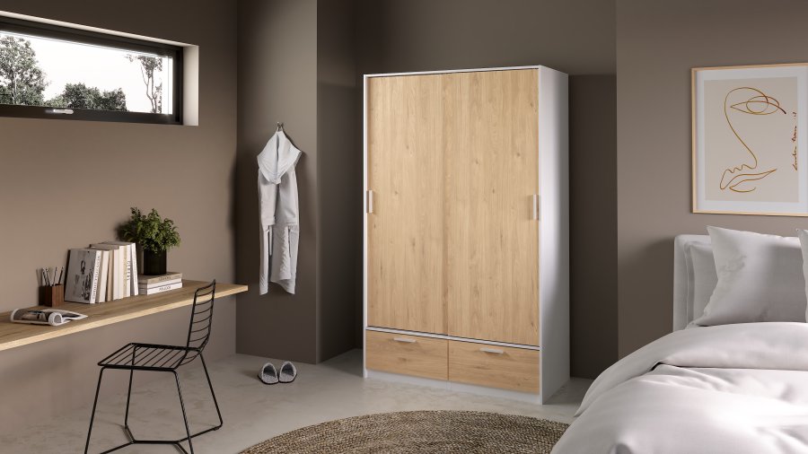 TVILUM Line Garderob med 2 d&ouml;rrar + 2 l�dor - Paket