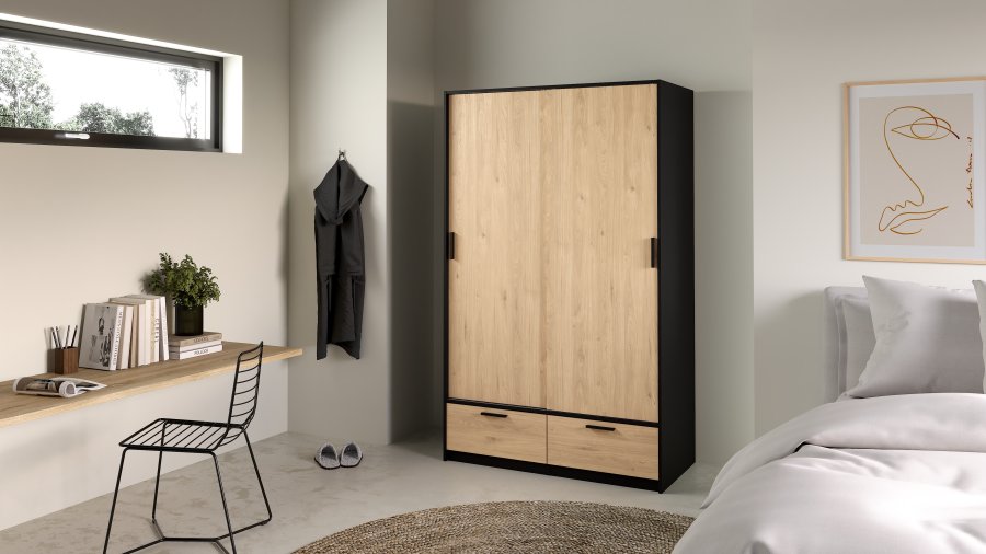 TVILUM Line Garderob med 2 d&ouml;rrar + 2 l�dor - Paket