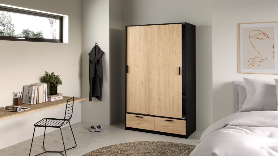 TVILUM Line Garderob med 2 d&ouml;rrar + 2 l�dor - Paket