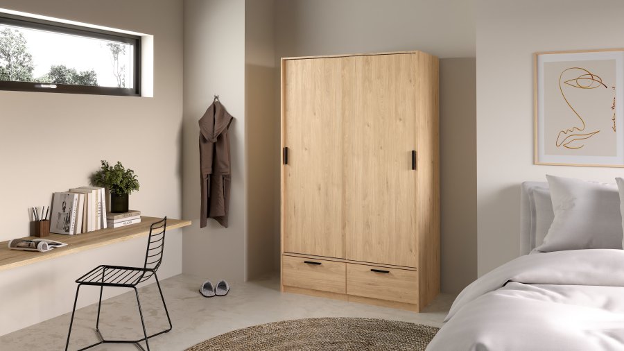 TVILUM Line Garderob med 2 d&ouml;rrar + 2 l�dor - Paket