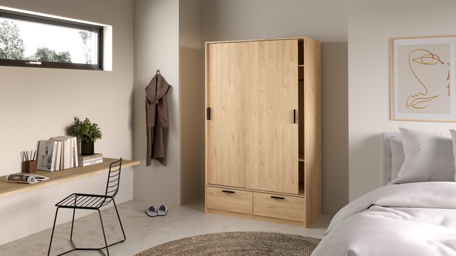 TVILUM Line Garderob med 2 d&ouml;rrar + 2 l�dor - Paket