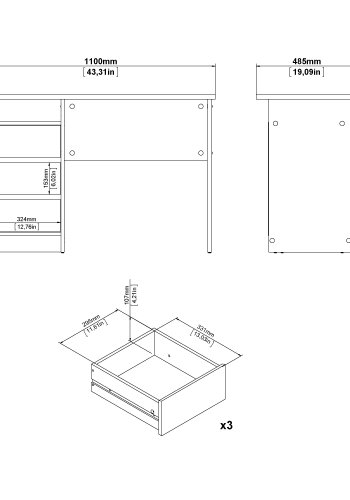 TVILUM Function Plus skrivebord med 3 skuffer - Parcel