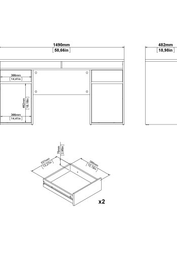TVILUM Function Plus skrivbord 2 d&ouml;rrar + 2 l�dor - Parcel